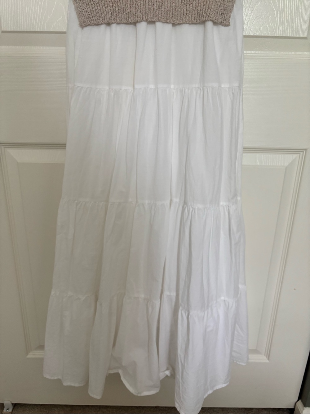 Elan White Tiered Maxi Dress with Tan Knit Sweater Tank - Picture 14 of 16